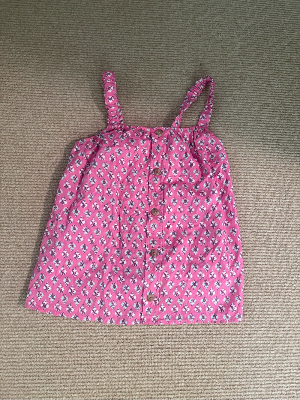 Girls Pink Floral Button-Front Tank Top